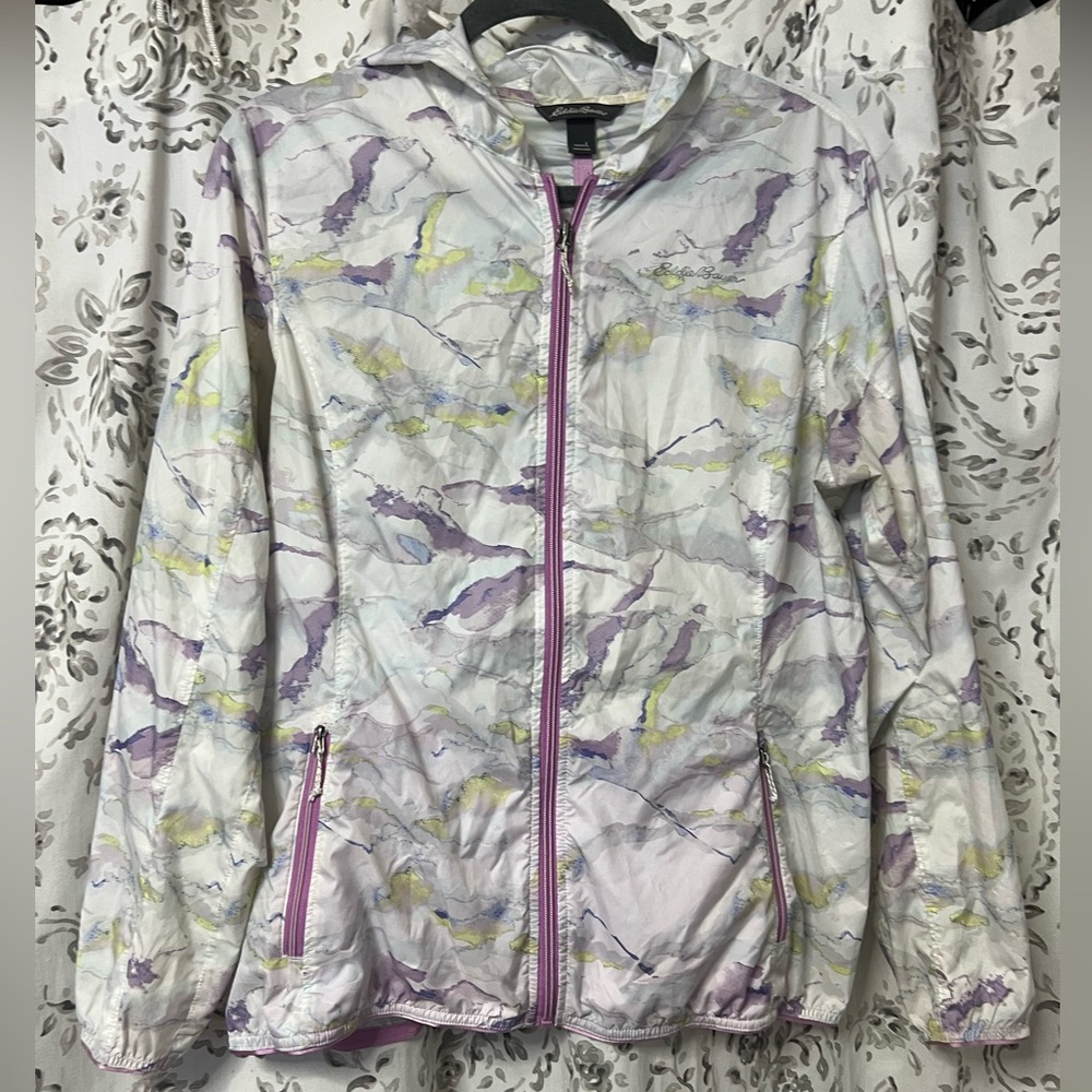 Eddie Bauer Women's Purple and Yellow Ski Jacket or Rain Jacket